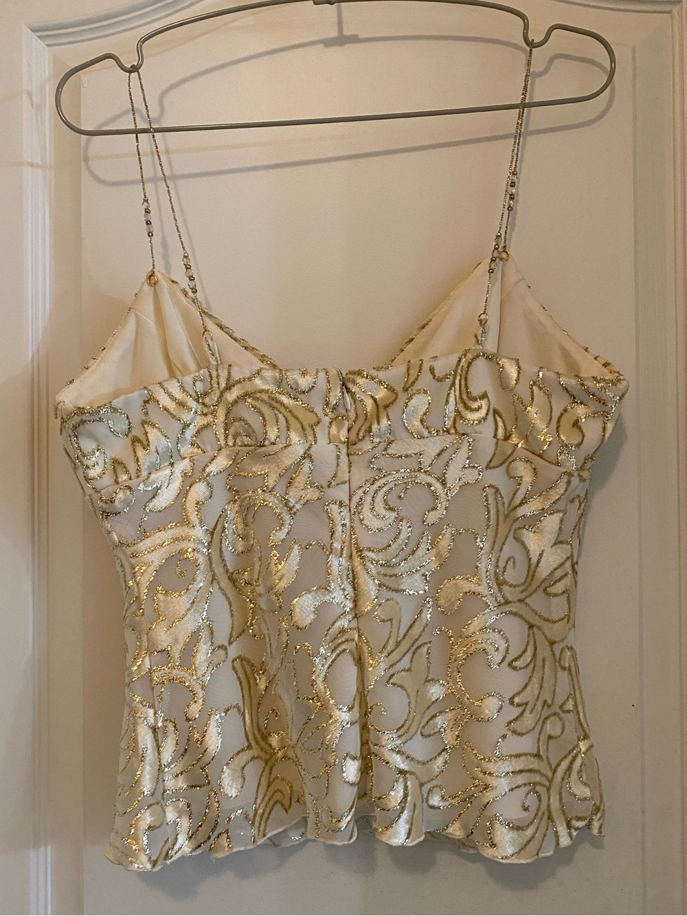 EUC Vintage y2k Cache cami top in ivory and gold size M - Picture 2 of 5